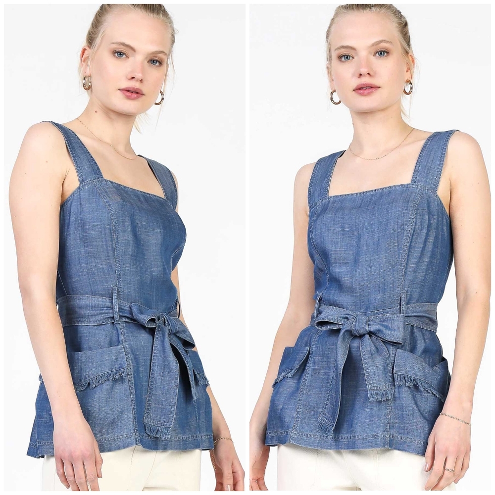 CURRENT AIR Anthropologie Chambray Top - Picture 2 of 5